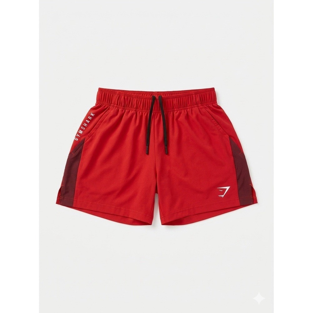 Gymshark Shorts Women Red Sz S Woven Pocket High Waisted Fit Sun-dried Salsa Gym